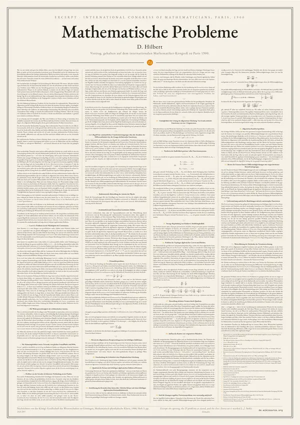 Poster of “Mathematische Probleme”: the text in four columns